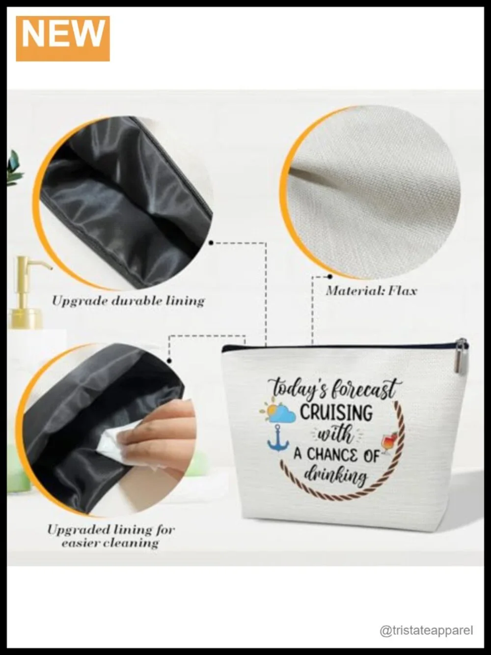 Cruise Makeup Bag - Travel Cosmetic Pouch Zipper Organizer